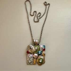 Brighton Tom Clancy Mod Love Mosaic Enamel Heart Collage Statement Necklace Art